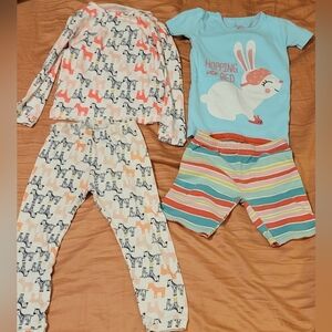 Carter's Bunny Pajama Sets Blue Grey